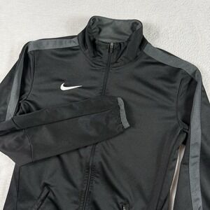 Nike Track Jacket Womens‎ XS Full Zip Black Windbreaker Pockets Athletic